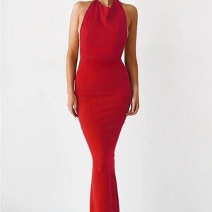 Elegant JAUS Red Halter Neck Dress